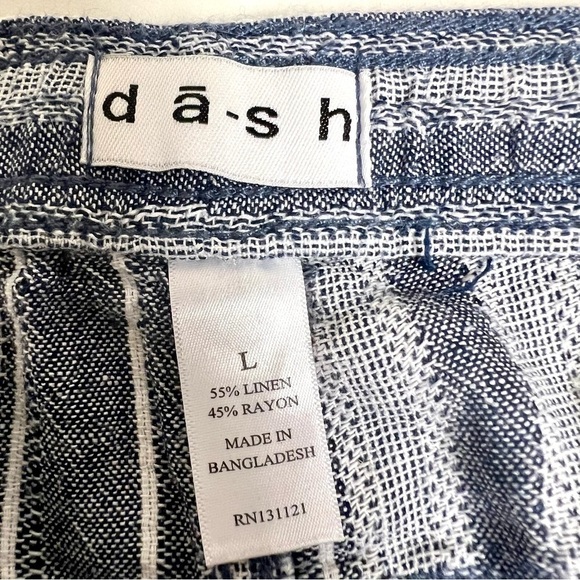 DASH Women's Stripe Linen boho Pants elastic waist high rise size L - Picture 8 of 8